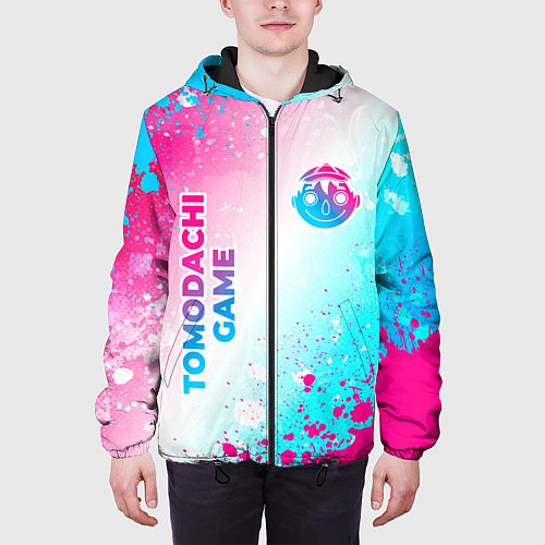 Мужская куртка Tomodachi Game neon gradient style: надпись, симво / 3D-Черный – фото 3