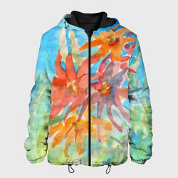 Куртка с капюшоном мужская Осенние цветы акварель, цвет: 3D-черный