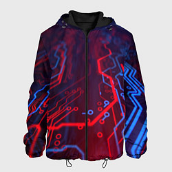 Куртка с капюшоном мужская Неоновая электро плата, цвет: 3D-черный