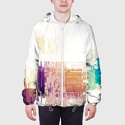 Куртка с капюшоном мужская Пиксельнaя абстракция, цвет: 3D-белый — фото 2