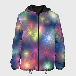 Куртка с капюшоном мужская Разноцветные неоновые блики, цвет: 3D-черный