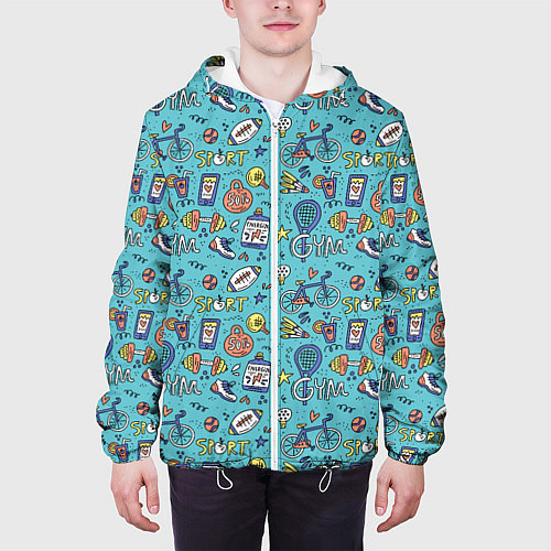 Мужская куртка Спортивный инвентарь и напитки / 3D-Белый – фото 3