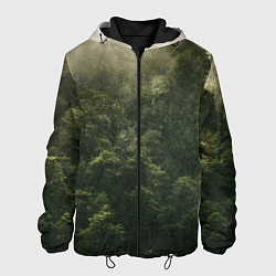 Куртка с капюшоном мужская Листья и дождик, цвет: 3D-черный
