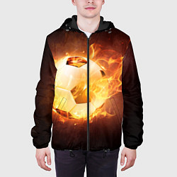 Куртка с капюшоном мужская Футбольный мяч огонь, цвет: 3D-черный — фото 2