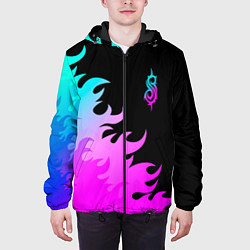 Куртка с капюшоном мужская Slipknot неоновый огонь, цвет: 3D-черный — фото 2