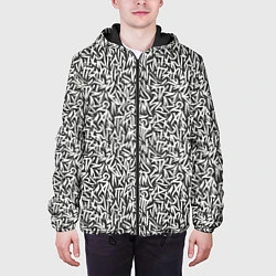 Куртка с капюшоном мужская Надпись краской, цвет: 3D-черный — фото 2