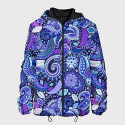 Куртка с капюшоном мужская Фиолетовые цветы узор, цвет: 3D-черный