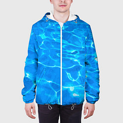 Куртка с капюшоном мужская Абстрактные волны бассейна - текстура, цвет: 3D-белый — фото 2