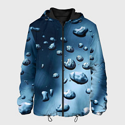 Куртка с капюшоном мужская Капли воды на матовом стекле - текстура, цвет: 3D-черный