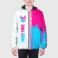 Куртка с капюшоном мужская Free Fire neon gradient style: по-вертикали, цвет: 3D-черный — фото 2