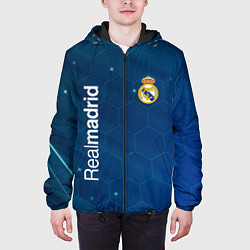 Куртка с капюшоном мужская Real madrid голубая абстракция, цвет: 3D-черный — фото 2