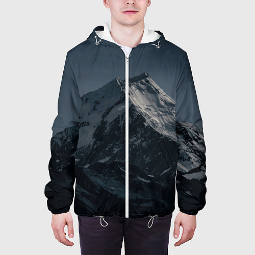 Мужская куртка Одинокая ночная гора / 3D-Белый – фото 3