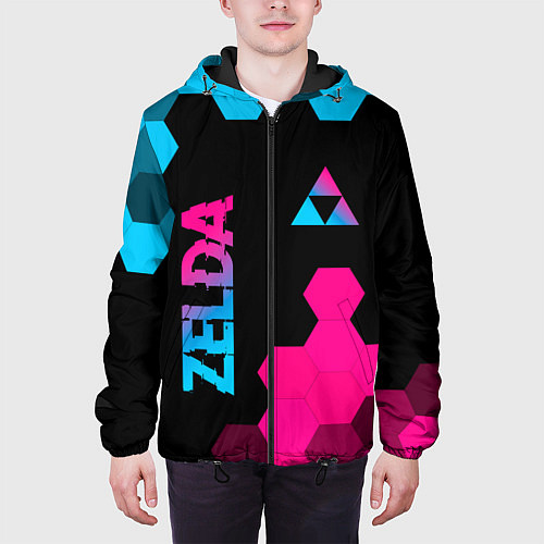 Мужская куртка Zelda - neon gradient: надпись, символ / 3D-Черный – фото 3