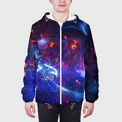 Куртка с капюшоном мужская Абстрактное космическое пространство, цвет: 3D-белый — фото 2