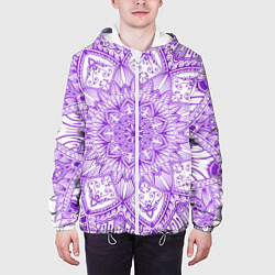 Куртка с капюшоном мужская Фиолетовая мандала, цвет: 3D-белый — фото 2