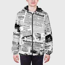 Куртка с капюшоном мужская Газетный коллаж, цвет: 3D-черный — фото 2