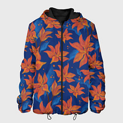 Куртка с капюшоном мужская Осенние абстрактные цветы, цвет: 3D-черный