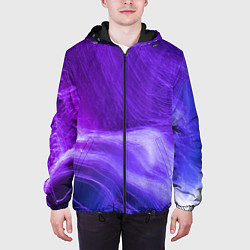 Куртка с капюшоном мужская Неоновые волны, цвет: 3D-черный — фото 2