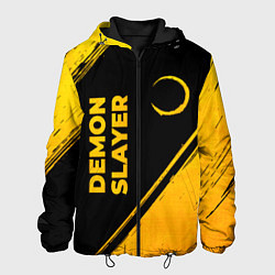 Куртка с капюшоном мужская Demon Slayer - gold gradient: надпись, символ, цвет: 3D-черный