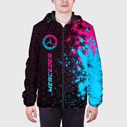 Куртка с капюшоном мужская Mercedes - neon gradient: по-вертикали, цвет: 3D-черный — фото 2