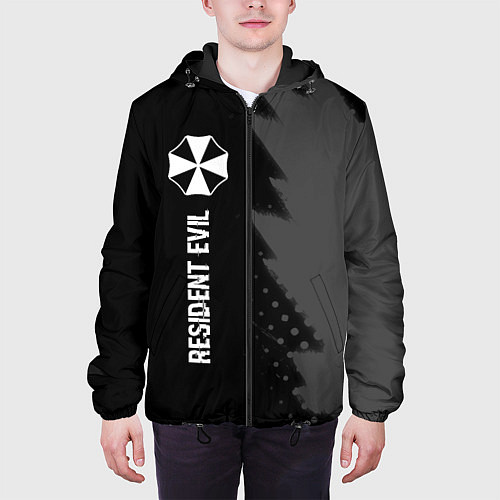 Мужская куртка Resident Evil glitch на темном фоне: по-вертикали / 3D-Черный – фото 3