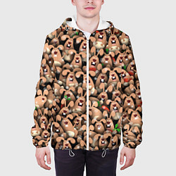 Куртка с капюшоном мужская Новогодние зайцы, цвет: 3D-белый — фото 2