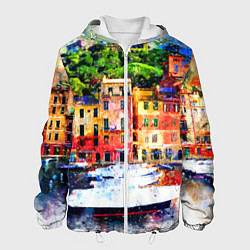 Куртка с капюшоном мужская Картина красочный город, цвет: 3D-белый