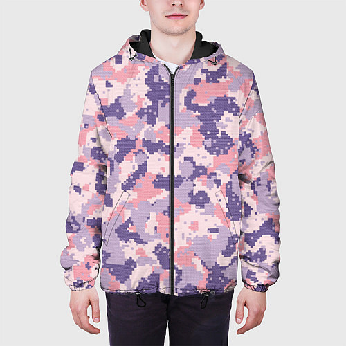 Мужская куртка Цифровой камуфляж - сине-фиолетовый / 3D-Черный – фото 3
