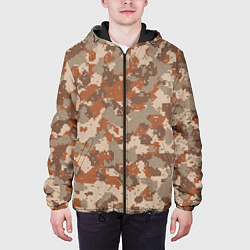 Куртка с капюшоном мужская Цифровой камуфляж - серо-коричневый, цвет: 3D-черный — фото 2