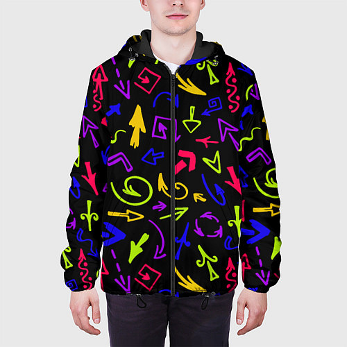 Мужская куртка Паттерн из разноцветных стрелочек / 3D-Черный – фото 3