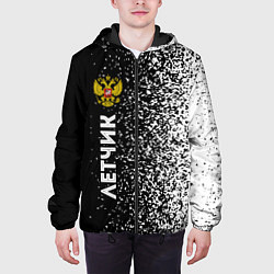 Куртка с капюшоном мужская Летчик из России и герб РФ: по-вертикали, цвет: 3D-черный — фото 2