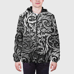 Куртка с капюшоном мужская Стальные узоры, цвет: 3D-черный — фото 2