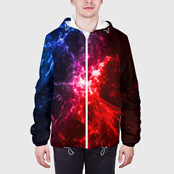Куртка с капюшоном мужская Вспышка в космосе, цвет: 3D-белый — фото 2