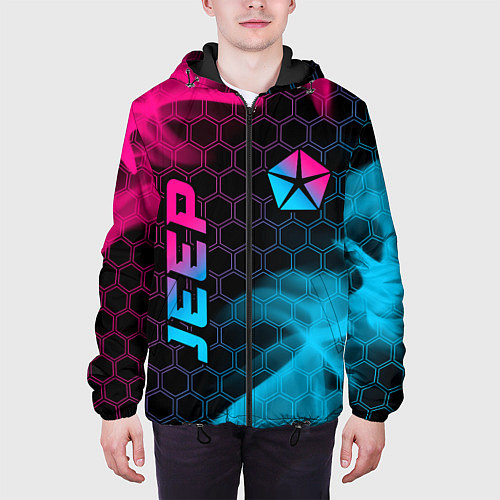 Мужская куртка Jeep - neon gradient: надпись, символ / 3D-Черный – фото 3