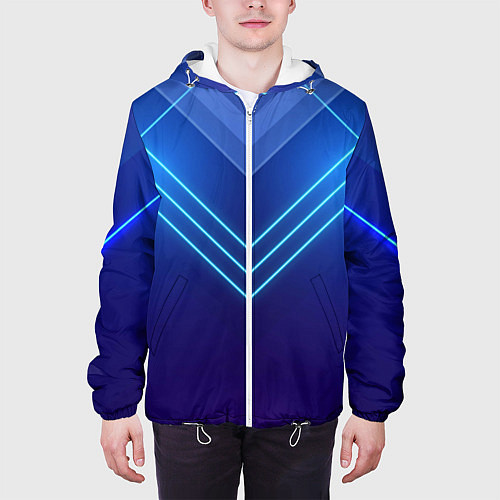Мужская куртка Глубокий синий с неоновыми полосами / 3D-Белый – фото 3