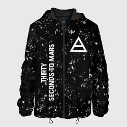 Куртка с капюшоном мужская Thirty Seconds to Mars glitch на темном фоне: надп, цвет: 3D-черный