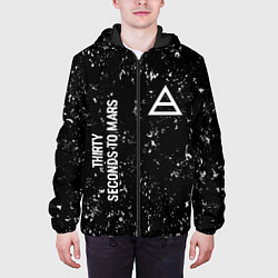 Куртка с капюшоном мужская Thirty Seconds to Mars glitch на темном фоне: надп, цвет: 3D-черный — фото 2