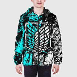 Куртка с капюшоном мужская Атака титанов гранж, цвет: 3D-черный — фото 2
