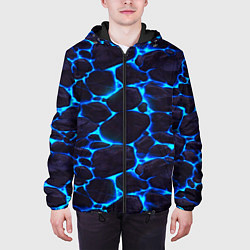 Куртка с капюшоном мужская Голубое свечение камней, цвет: 3D-черный — фото 2