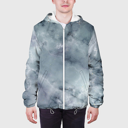Мужская куртка Натуральный дымчатый мрамор текстура / 3D-Белый – фото 3