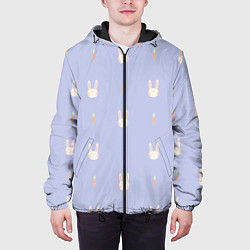Куртка с капюшоном мужская Кролики с морковкой, цвет: 3D-черный — фото 2