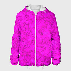 Куртка с капюшоном мужская Розовый яркий неоновый узор с мраморной текстурой, цвет: 3D-белый