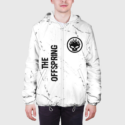 Мужская куртка The Offspring glitch на светлом фоне: надпись, сим / 3D-Белый – фото 3