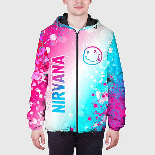 Мужская куртка Nirvana neon gradient style: надпись, символ / 3D-Черный – фото 3