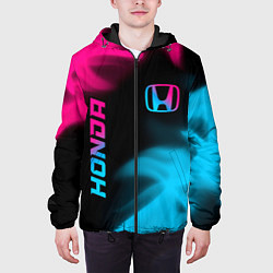 Куртка с капюшоном мужская Honda - neon gradient: надпись, символ, цвет: 3D-черный — фото 2