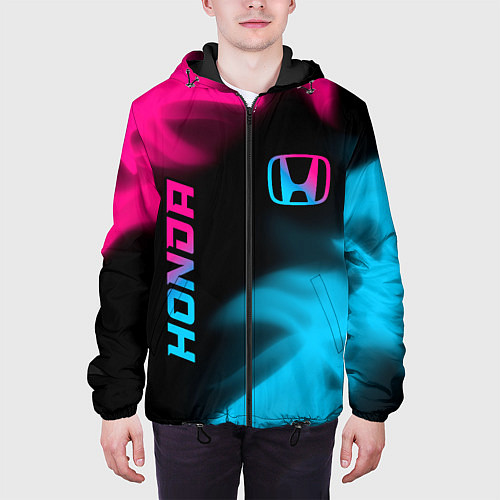 Мужская куртка Honda - neon gradient: надпись, символ / 3D-Черный – фото 3