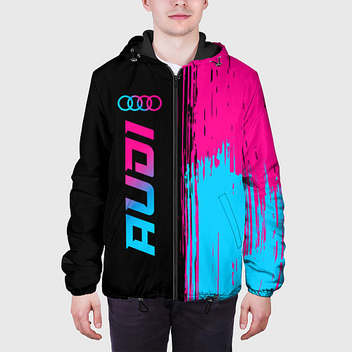 Мужская куртка Audi - neon gradient: по-вертикали / 3D-Черный – фото 3