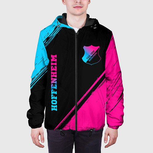 Мужская куртка Hoffenheim - neon gradient: надпись, символ / 3D-Черный – фото 3