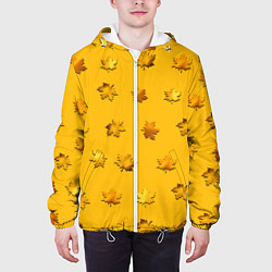 Куртка с капюшоном мужская Цвета осени: листья клена, цвет: 3D-белый — фото 2