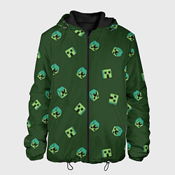 Куртка с капюшоном мужская Minecraft - зеленые лица, цвет: 3D-черный